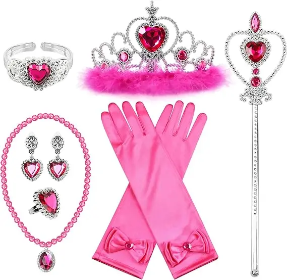 Love Party Frozen Black Magic Wand Crown princess dress up accessories Necklace ring earrings gloves Halloween Crown Magic wand