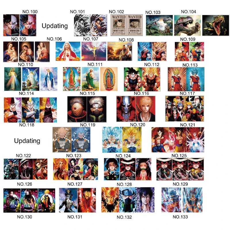 259 Design Popular Classic Anime Demon Slayer Dragonball Narutos One Pieces 3D Poster Motion Raster Wall Door Decorative Art