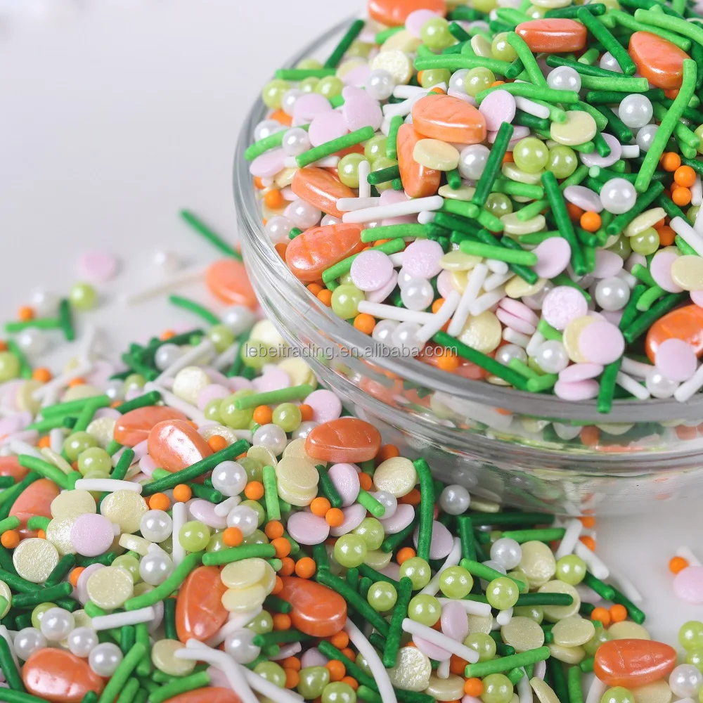 rabbit shape easter day food ingredients sugar beads jimmies can be eat good quality sprinkles mix candy for cupcake decoration