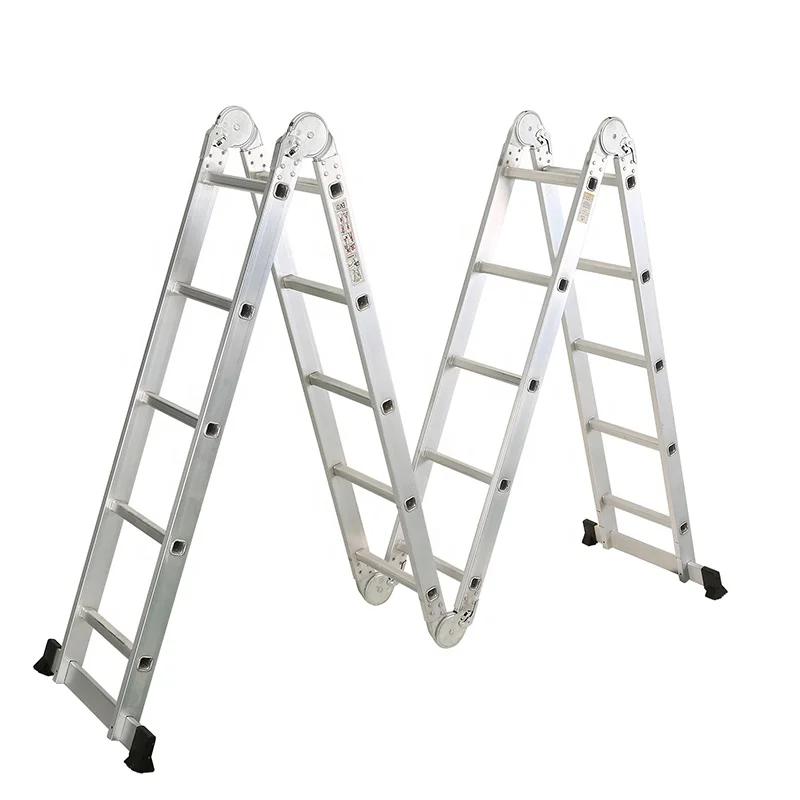 China Wholesale 4x3 4x4 4x5 4x6 Small Hinge Step Multi-purpose Ladder Foldable Ladder 5 Steps Aluminum Multi Function Ladder