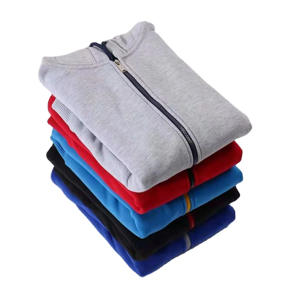 
New Sweater CVC Material Zipper Hooded Sweater Team Activities Printed LOGO Customised Hoodie Hoodie Blank 