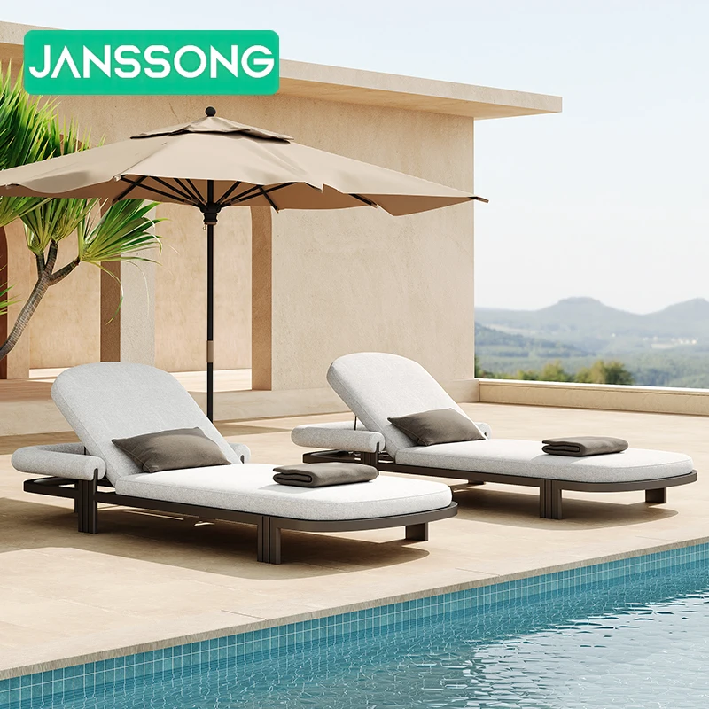 Sunbed Outdoor Sun Loungers Luxury Daybed Aluminum Deckchair Patio Furniture Beach Lounge Chair Lounge Bed Outdoor Furniture