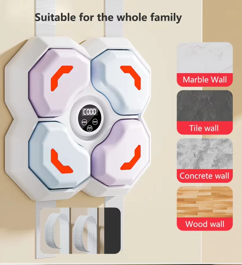 Children Wall Mounted Led Light Music Boxing Train Machine Small Wireless Low Sound One Punch Fight Stress Relief Boxing Target
