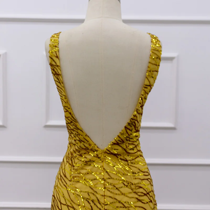 Eslieb SJ247 actual photo Sexy v-neckline Mermaid or Trumpet Shiny Gold lace Pakistani Bridal wedding Dresses