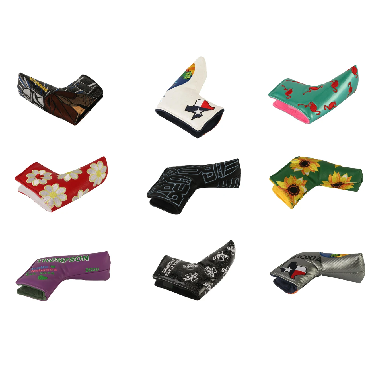 Pu leather golf driver headcover custom design golf headcovers embroidered logo golf club head covers