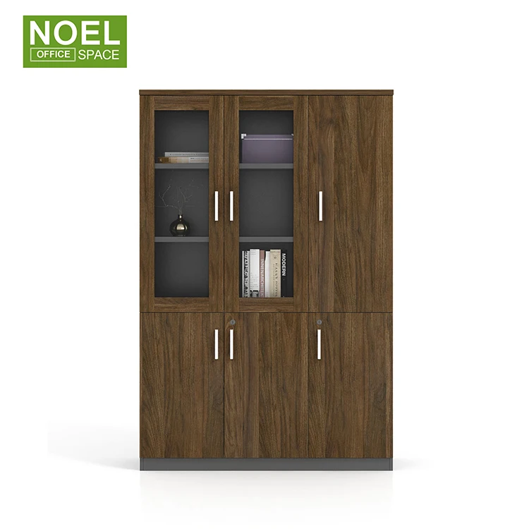 Modern office furniture with glass doors high office wooden Two-door filing cabinet