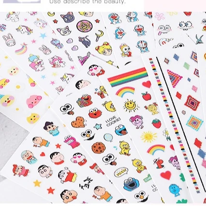 Cartoon Nail Stickers Spring Lovely Flowers Stickers  Rose Daisy Decals Beautiful Nail Stickers Nails