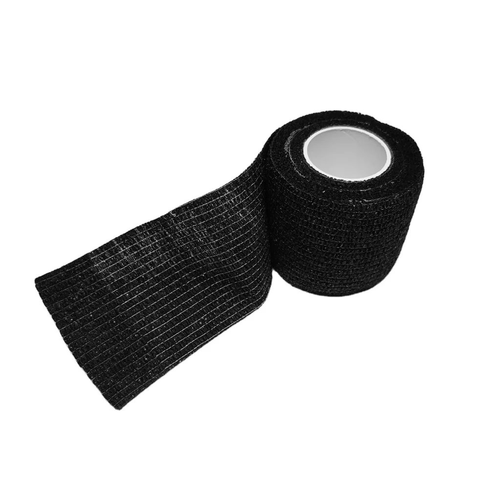 Wholesale Black Elastic Non-woven Fiber Cohesive Bandage for Tattoo Grip