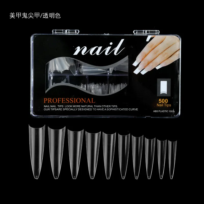 Discount Press on Nails False Nail Tips Coffin 500pcs Professional Artificial Art Transparent Nail Tips 500pcs