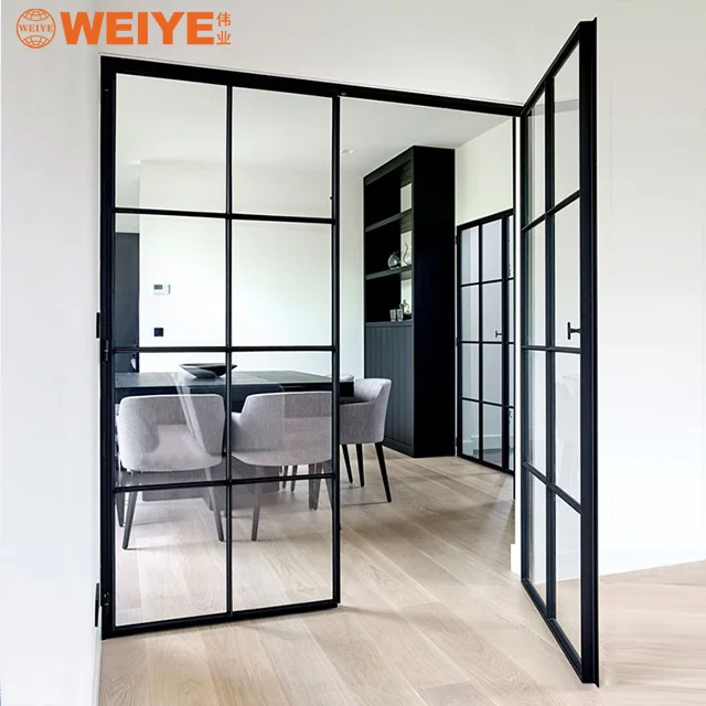 WEIYE aluminium door waterproof soundproof double glass slim frame casement door