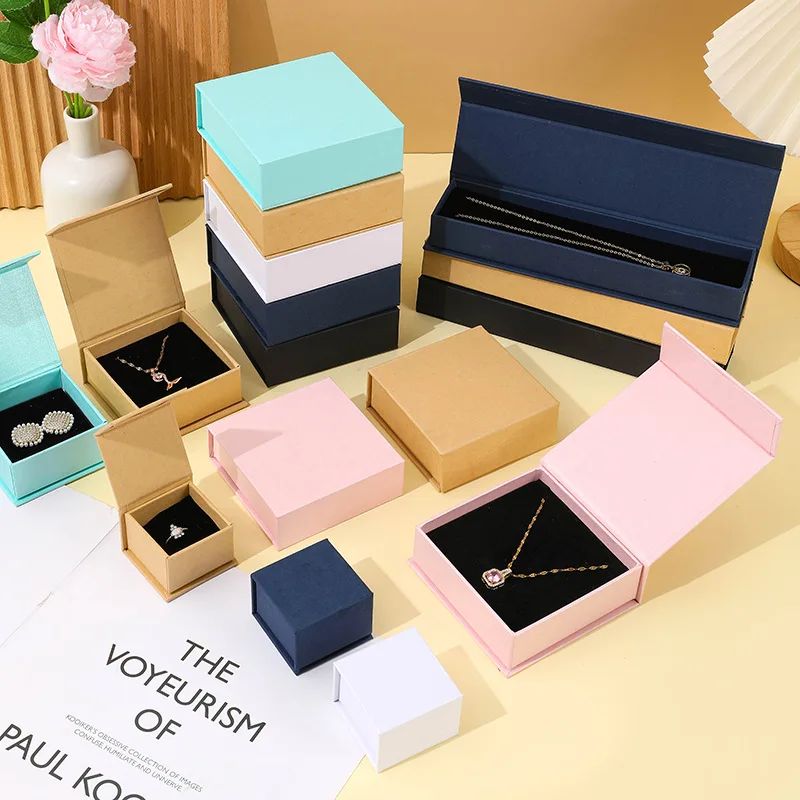 personalized custom logo rigid cardboard book shape closure pouch necklace ring packaging box for magnetic jewelry gift box