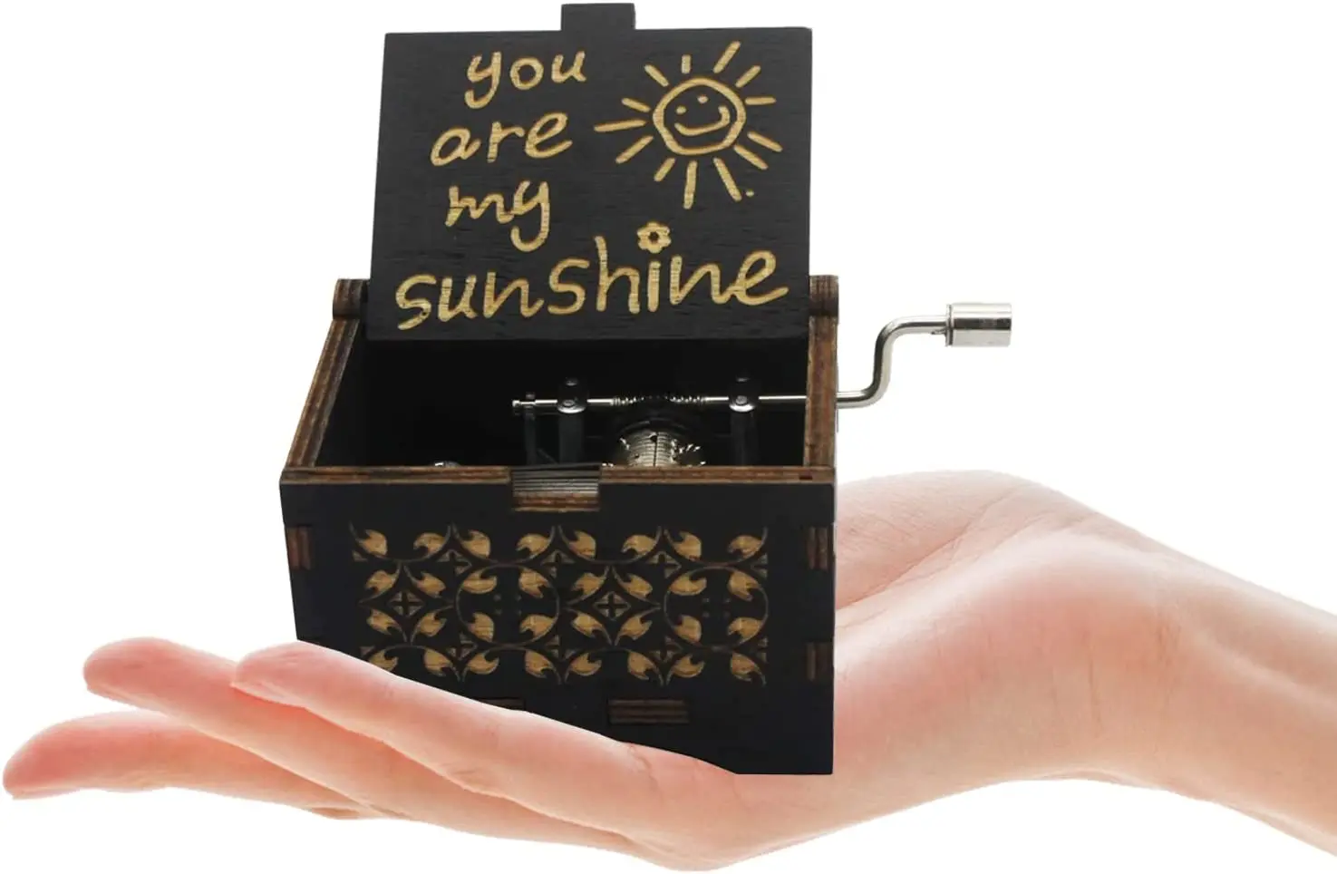 Factory Price Bulk Small Laser Carving Custom Wooden  Music Box for Birthday Gifts