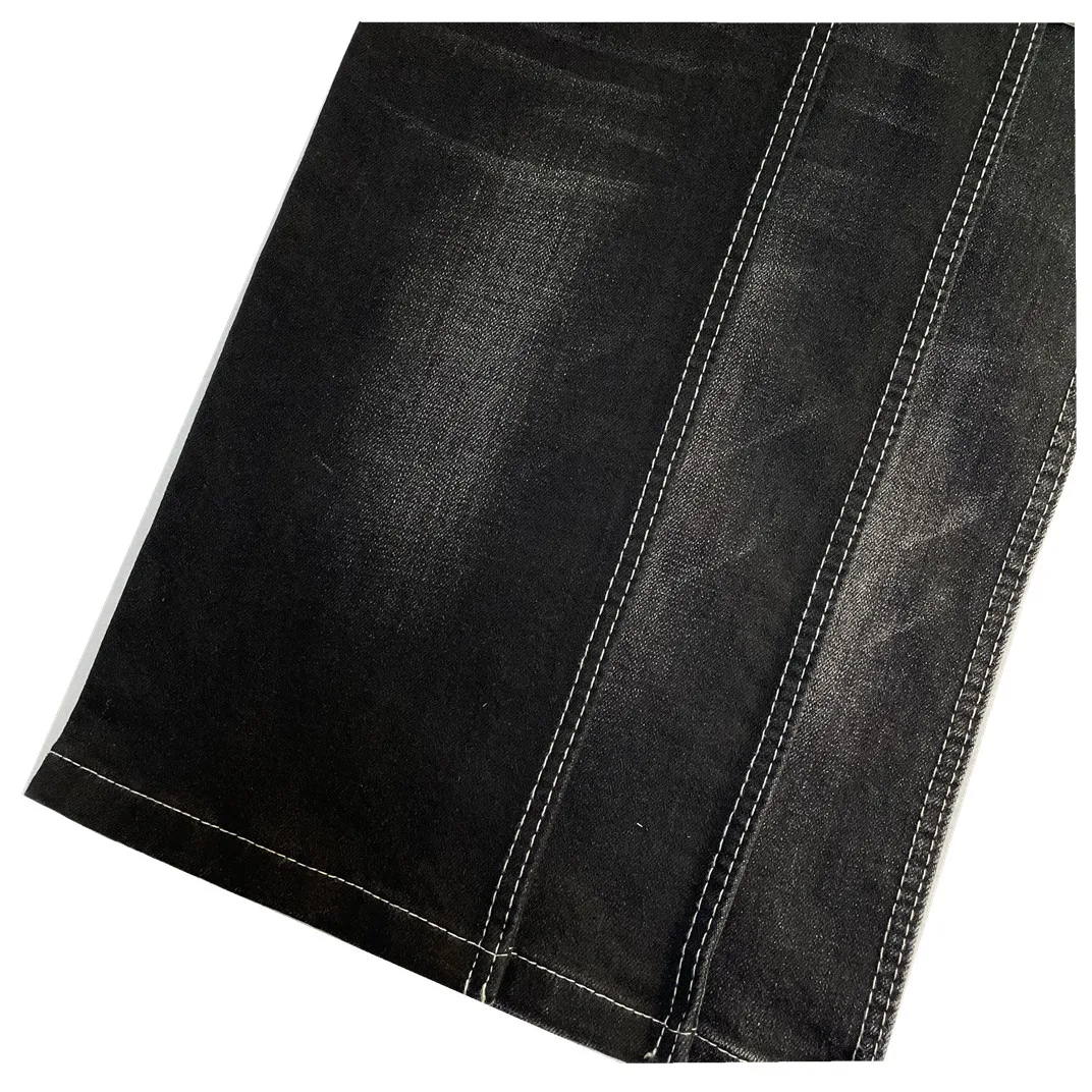 14 OZ American design High Quality cross hatch slub  Black Denim Jeans Fabric Factory