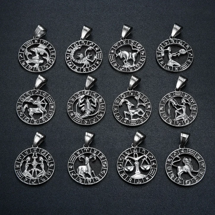 Ожерелье «сделай сам» из титановой стали и золота 18 карат, ретро кулон с рельефным знаком зодиака, ювелирные изделия