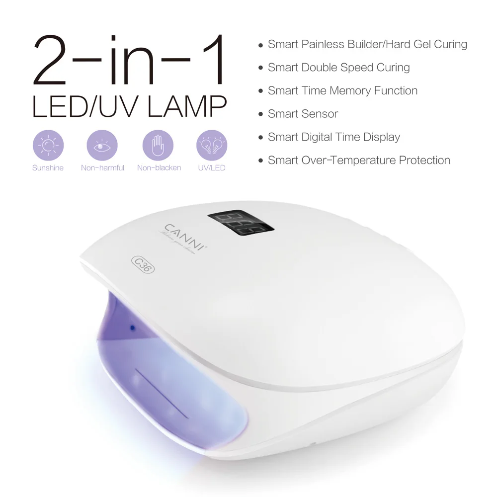CANNI 2023 LED&UV LAMP 48W fast dry nail gel machine 100-&240v US&EU Plug 10s&30s&60s 36pcs Lamp Bulbs  uv gel lamp