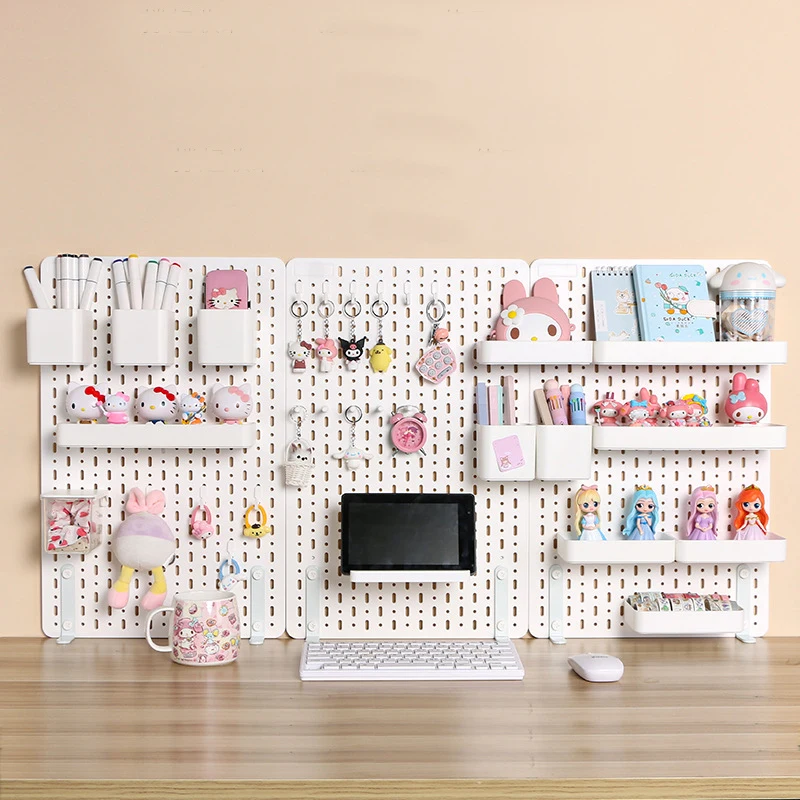 White Desktop Ornament Shelf Plastic Wall Pegboard Kit Peg Board Pegboard Organizer