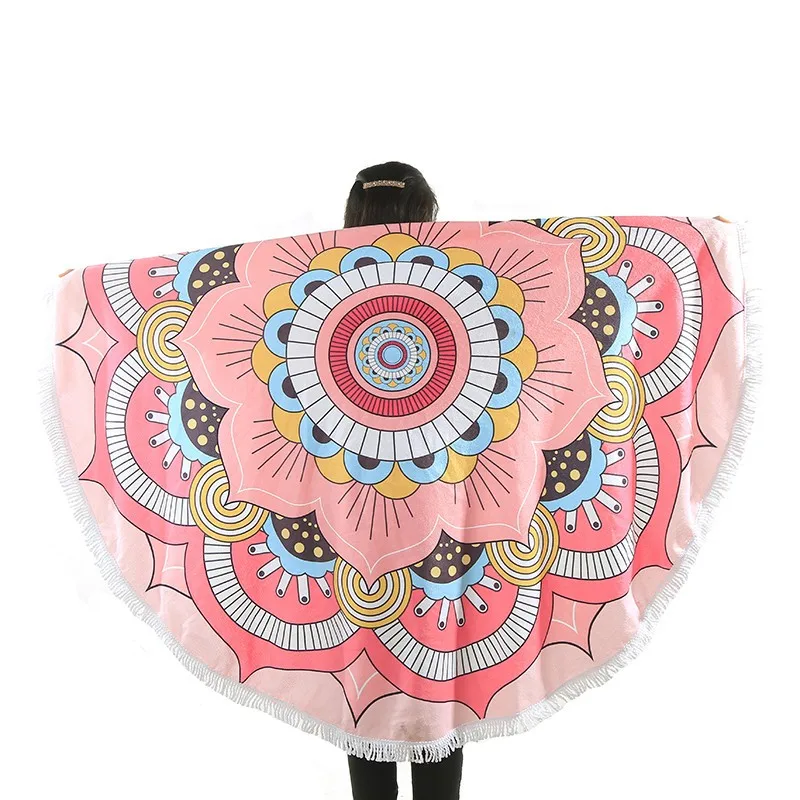 2024 150Cm Microfiber Sand Less Sandfree Tassel Towel Circle In Bulk Sand Free Customised Custom Wholesale Round Beach Towel