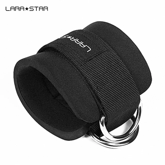 Amazon Hot Sale 2 D Rings LARASTAR Fitness Premium With Comfortable Padding Gym Sports Ankle D Ring Ankle Straps
