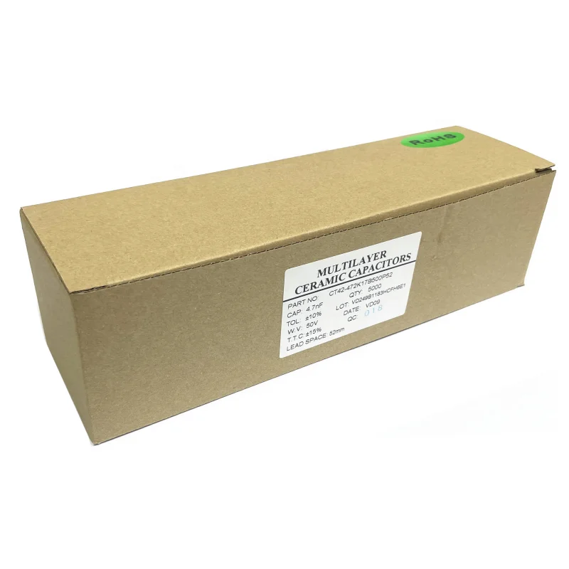 CT42 Braided axial nonpolar monolithic capacitor  Small ceramic capacitor 472K 50V ±10%