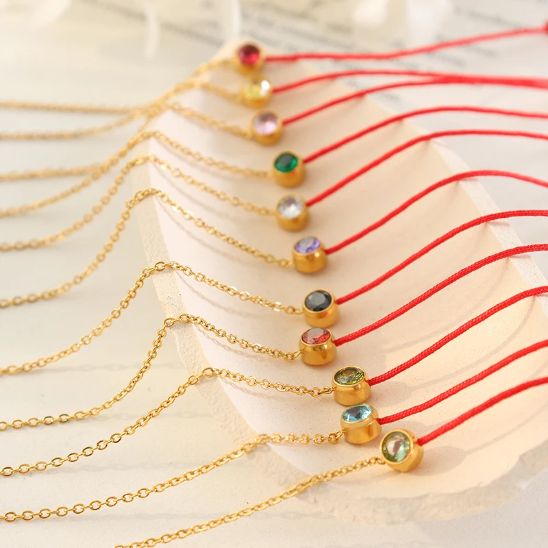 Fashion simple red rope bracelet exquisite stainless steel chain woven bracelet