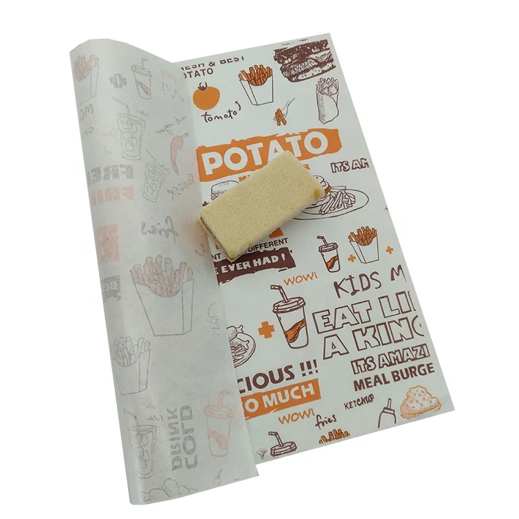 
Customized 35G/40G Paper Printing Recyclable Greaseproof Hamburger Wrapping Paper 