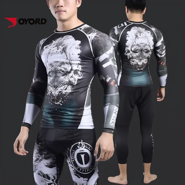 Пользовательские сублимации rashguard Jiu Jitsu BJJ rash guard Мужские MMA настроить компрессионные