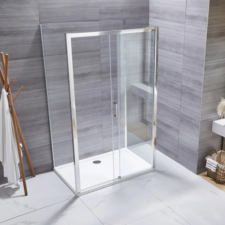 Custom aluminium alloy shower door 2 door 6mm sliding shower rooms tempered glass bathroom shower enclosure