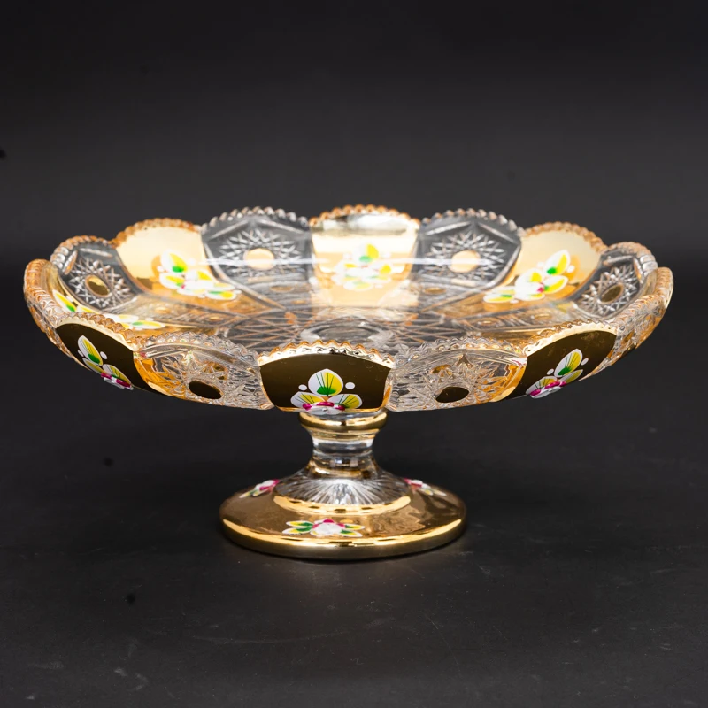 Оптовая продажа декоративное блюдо из хрустального стекла для фруктов компотов