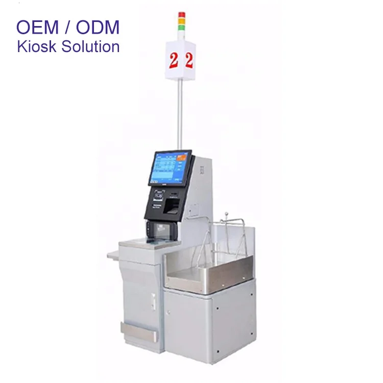 19 inch Supper market Self Check Out  Kiosk  Shopping Mall  POS Card reader Payment kiosk weight scale