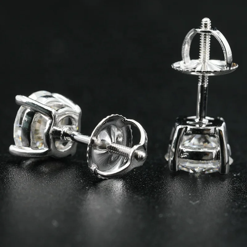 
Wholesale price 10K white gold 4mm DEF color VVS clarity stud moissanite earrings 