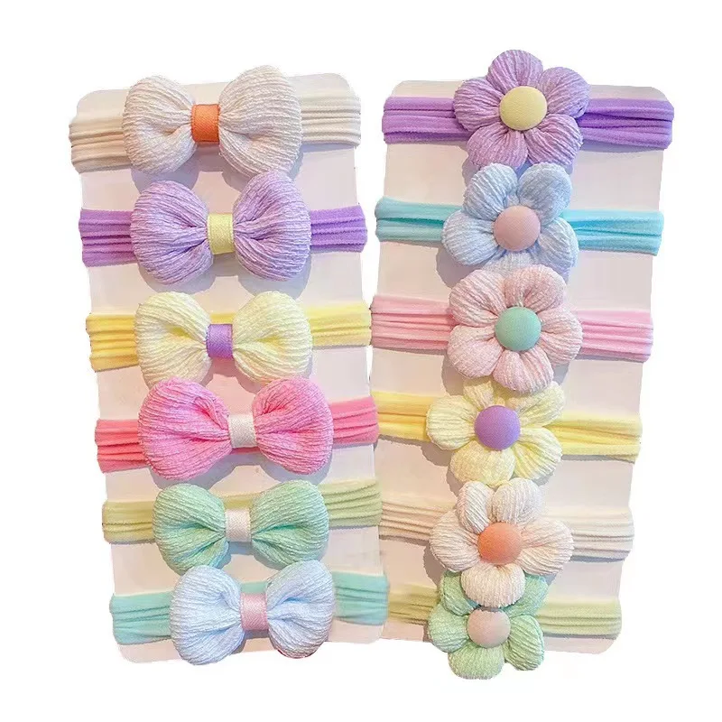 6pcs/set wholesale kids girls hair elastic hair band fashion Flowers Butterfly Bow Cute Elastic baby Hair Ties set
