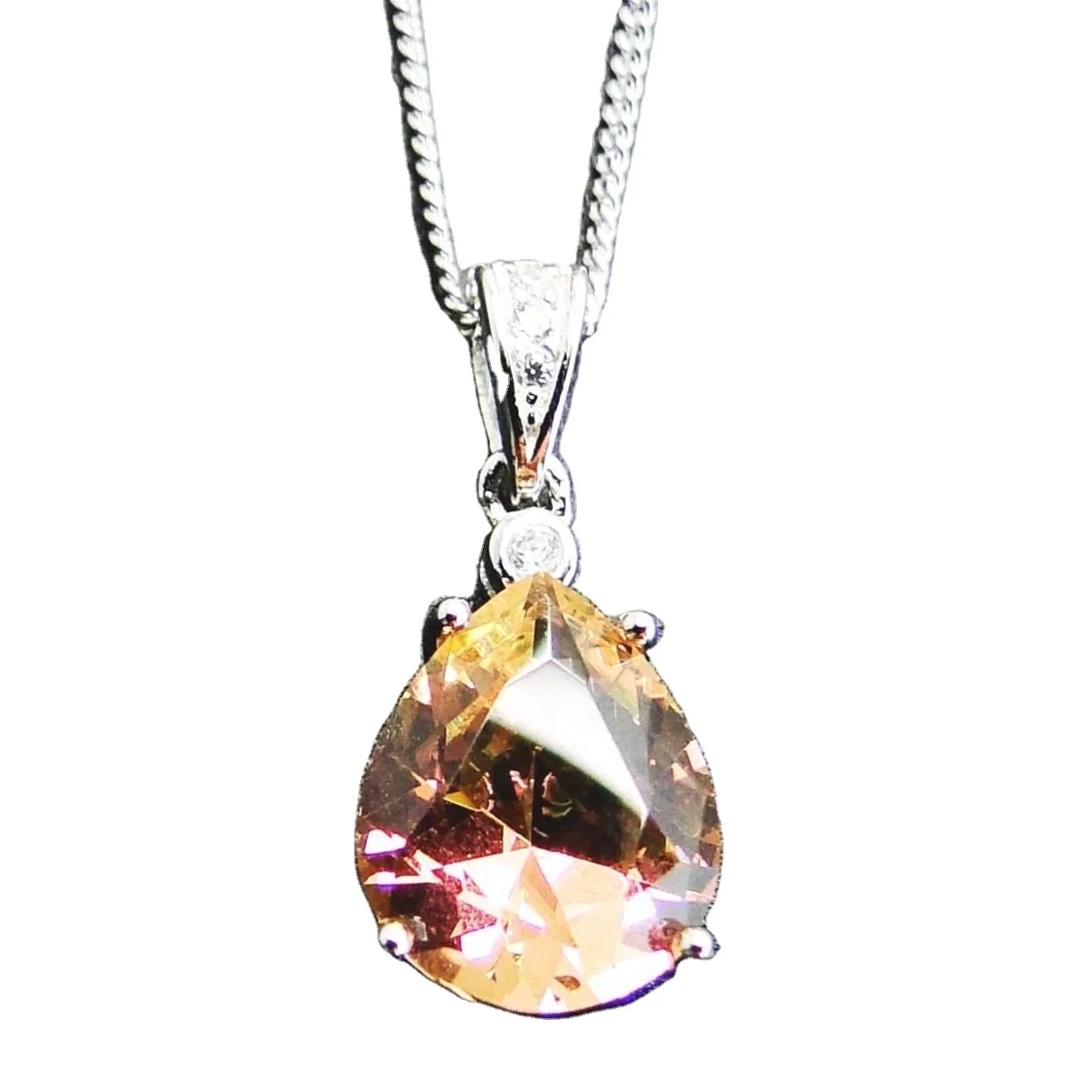 925 Sterling Silver Pear Cut Morganite Pendant For Woman Jewelry