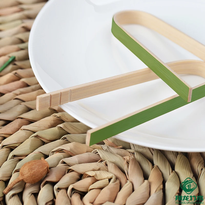 U shape mini disposable bamboo tongs for food