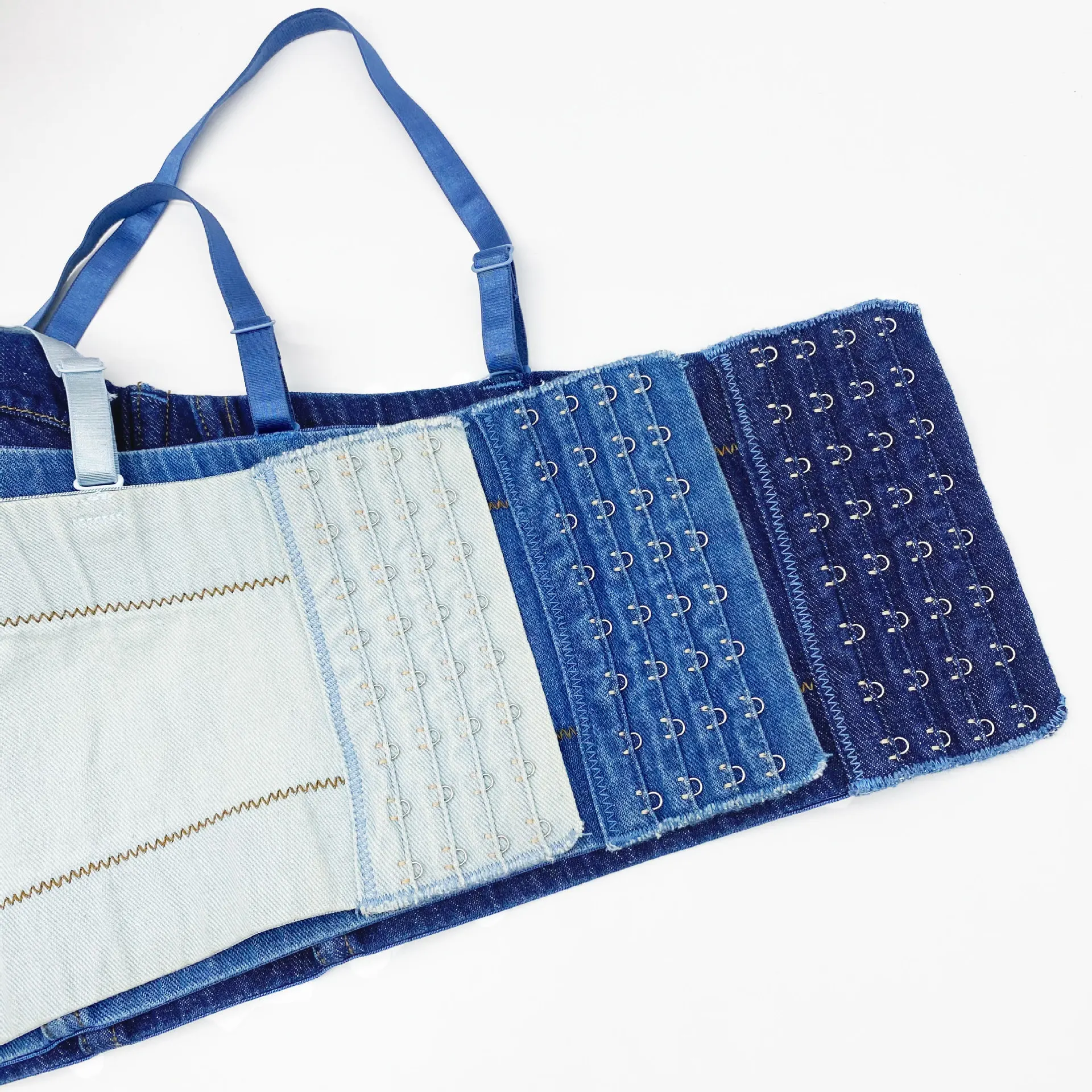 Plus Size Vintage Denim Tank Top Push Up Corset Bustier Spaghetti Strap Bohemian Denim Corset Top