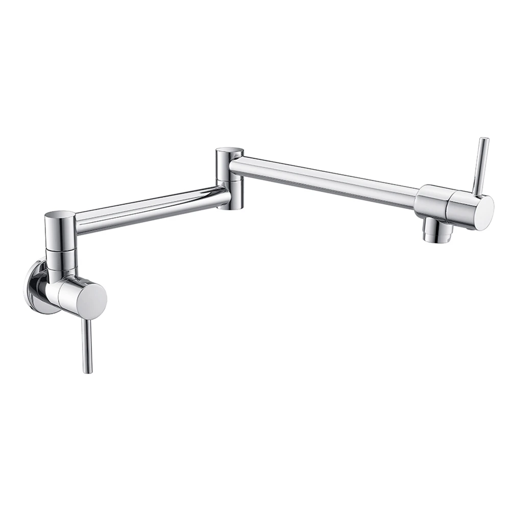 China Factory Modern Design Chrome Wall Mounted Kitchen Pot Filler Brass Folded Kitchen Faucets