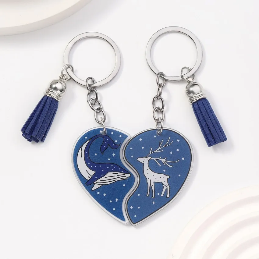 Anime Magnetic Heart Acrylic Keychain Couple Custom Couple Acrylic Keychain