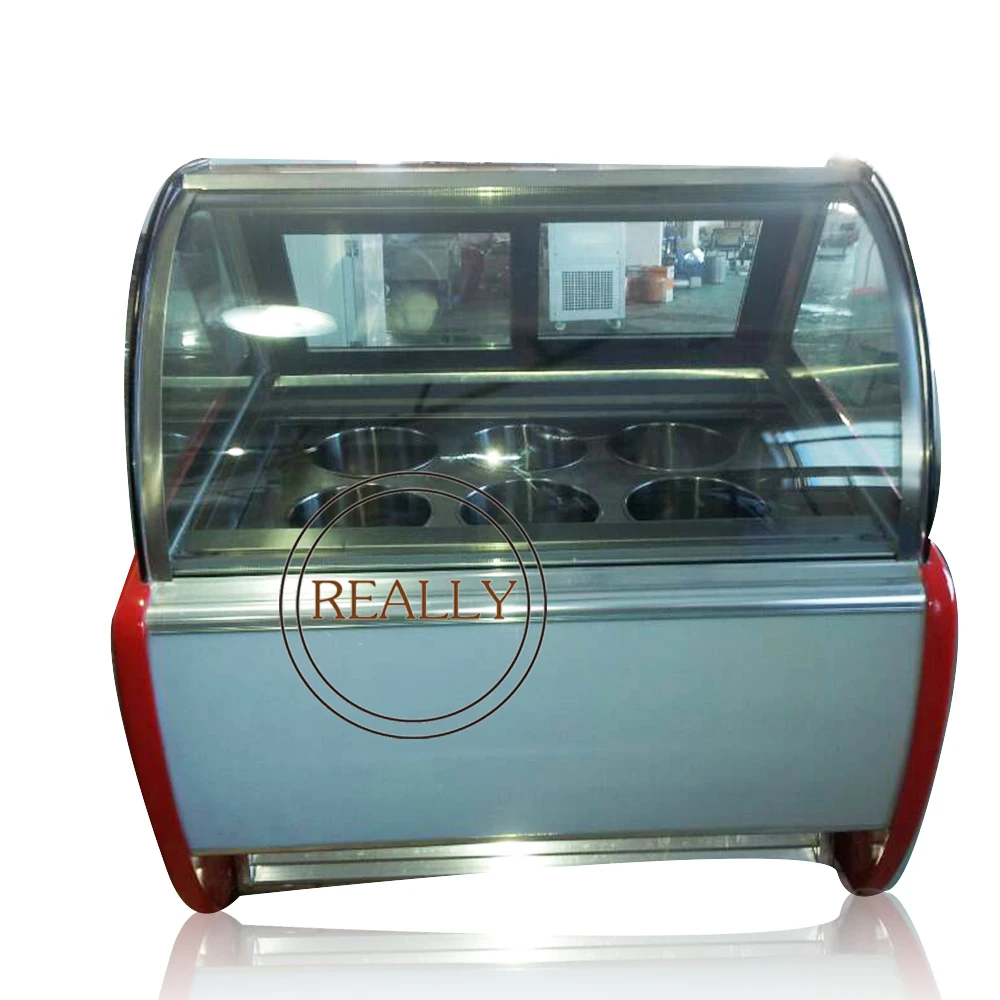 Curved Glass Commercial Giant Gelato Ice Cream Cone Display Chest Freezer Showcase Cabinet for Sale