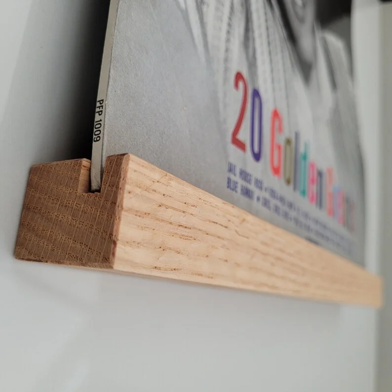 Mountable Now Playing Holder floating modern record player wall mount espresso storage wood vinyl record shelf