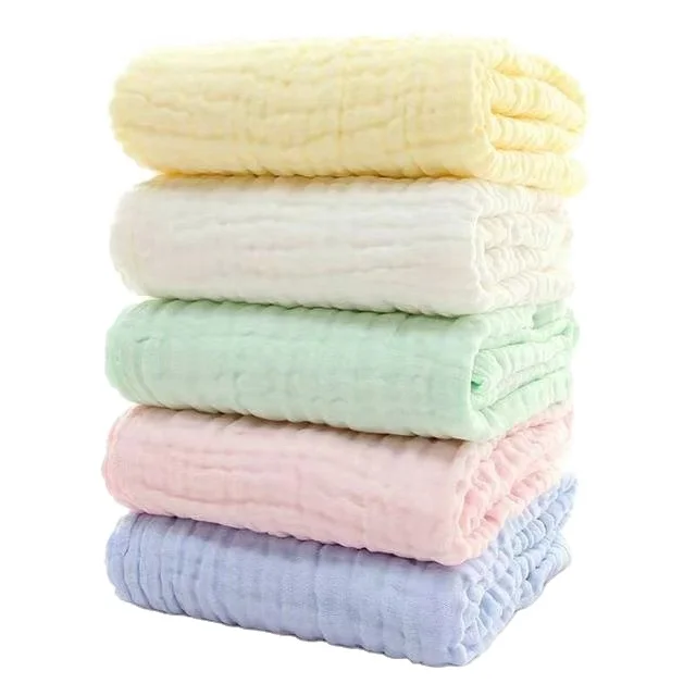 Modern Organic 100% Cotton Baby Seersucker Blanket 6 Layers Gauze Bath Towel for Children Folded Muslin Blanket-Amazon Exclusive