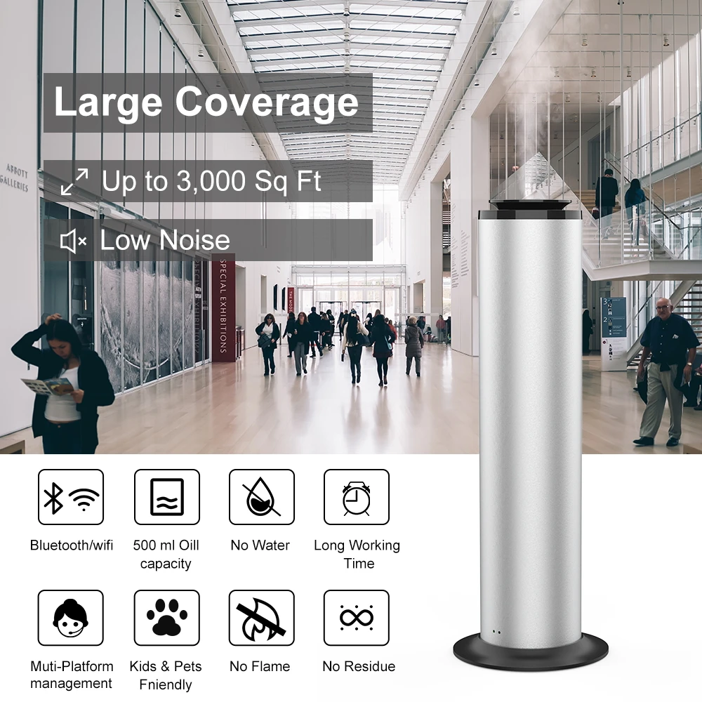 Smart 2500 sq. ft Coverage Waterless Diffuser Essential Oil Diffuser Hotel Scent Diffuser Cold Air Nebulizer for Large Room