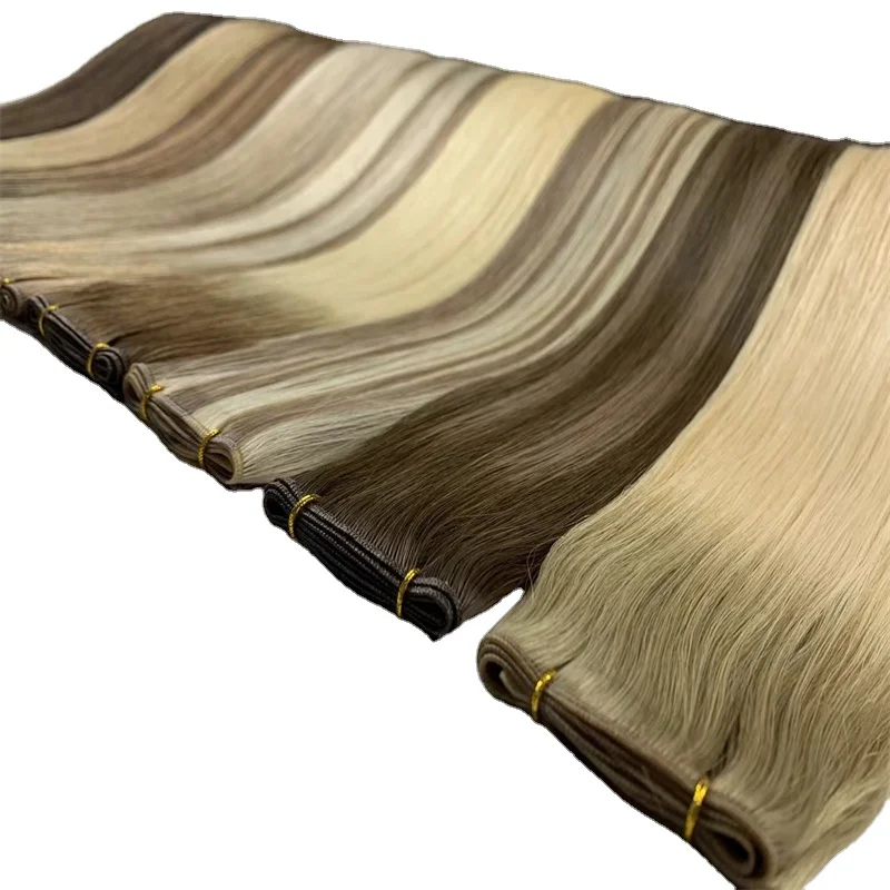 2022 Most Popular New Remy Hair Weft Vendors Super Thin Cuticle Intact Genius Weft Thin Soft Light