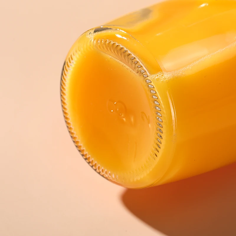 16 Oz Clear Custom Glass Bottle 0.5l Coffee Syrup Dispenser with Aluminum Cover Screen Printing Juice Bottles Beverage Round VJ