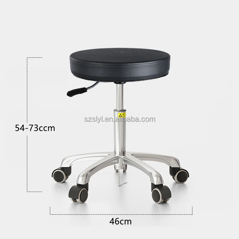Antistatic ESD PU Leather Black Laboratory Stool PU Foam Chair