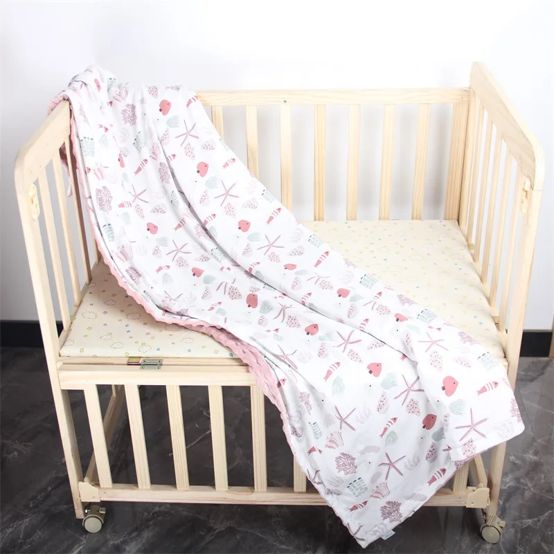 
Wholesale Custom Digital Polyester Cartoon Character Minky Blanket Pattern Crib Dot Print Baby Blanket 