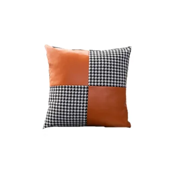 Square Orange Grid Pattern  45*45 Size Pillowcase One-Pair Package Pillow Case Pillowcase Skin-Friendly  High-Density