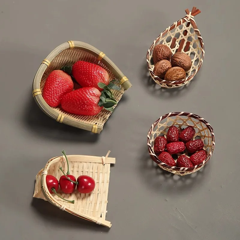 High Quality Wholesale Handmade Bamboo Food Fruit Wicker Bamboo Tray Kitchen Basket