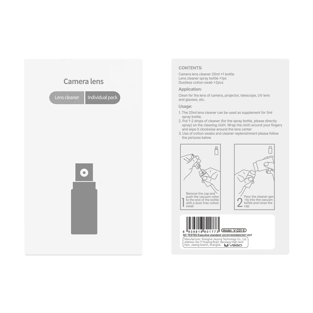 20ml Wholesale Cleaner Kit with Cotton Swab and Spray Bottle for Screen Camera and Glasses