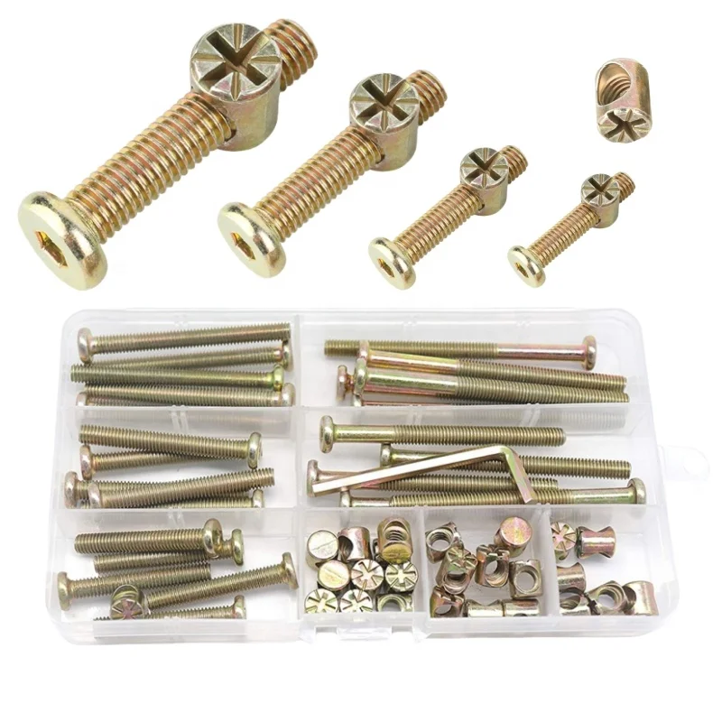 Furniture Bolt Set Fastener Manufacture Nut Hex Socket Screw With Barrel Nuts Screw Bolt Insert Pin Plum Blossom Head Nut
