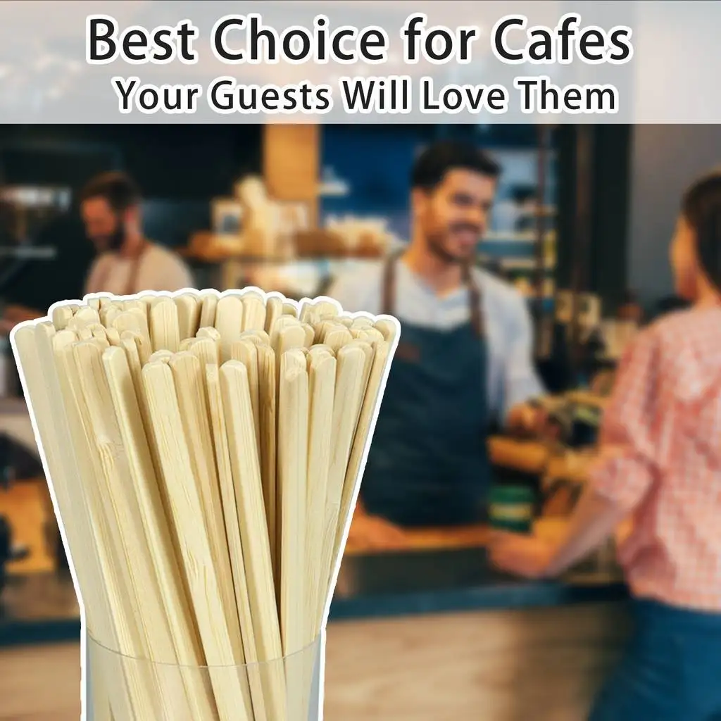 100pcs Disposable Bamboo Stirring Flat Individual Paper Wrapped Bamboo Stir Stick Espresso Coffee Stirrer