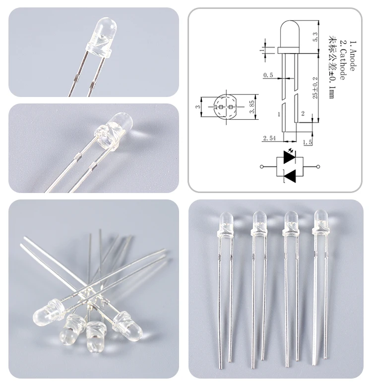 Through Hole Package Type Dip F3  F5  365nm370nm 395nm 385nm 405nm 410nm 420 nm 430nm 435nm  lamp UV LED diode